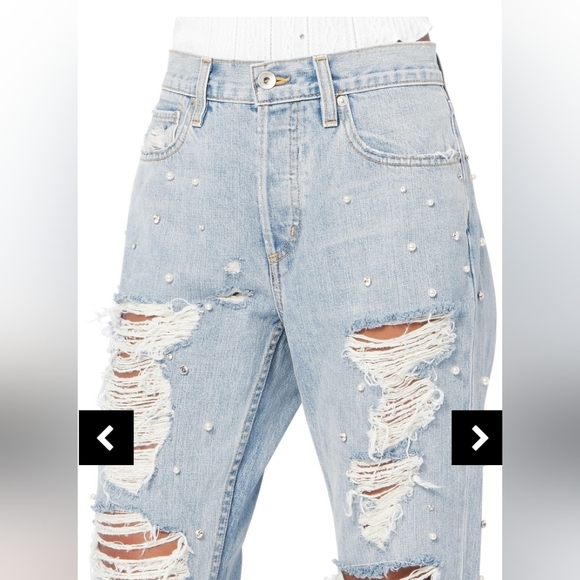 Jonathan Simkhai Pearl-Embellished Boyfriend Jeans Size 29 - Picture 3 of 16